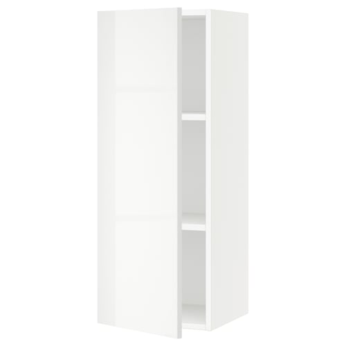 SEKTION kitchen cabinet, white, glossy, rectangular, modern, adjustable shelves.