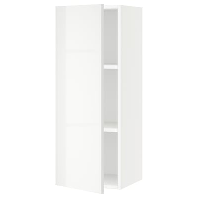 SEKTION kitchen cabinet, white, glossy, rectangular, modern, adjustable shelves.