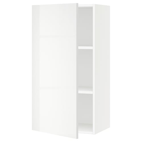 SEKTION kitchen cabinet, white, glossy, rectangular, modern, open.
