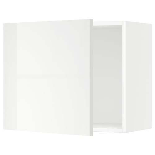 White kitchen cabinet, modern glossy design, rectangular shape.