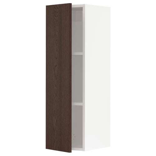 SEKTION kitchen cabinet in dark brown wood with openable right/left door.
