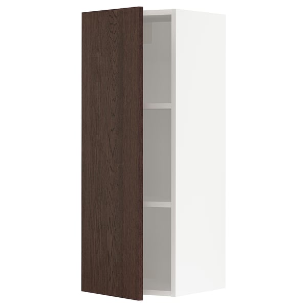 SEKTION Wall cabinet, white/Sinarp brown, 15x15x40 "