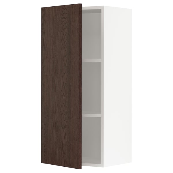 SEKTION Wall cabinet, white/Sinarp brown, 18x15x40 "