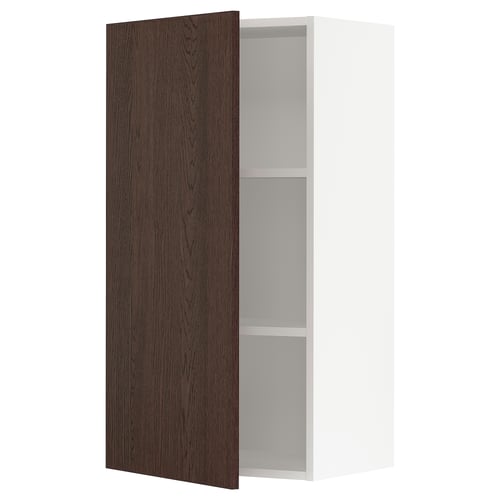SEKTION kitchen wall unit: white & dark brown wooden door, 2 shelves, 30x60cm.
