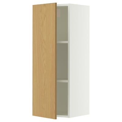 SEKTION Wall cabinet, white/Sinarp oak veneer, 15x15x40 "