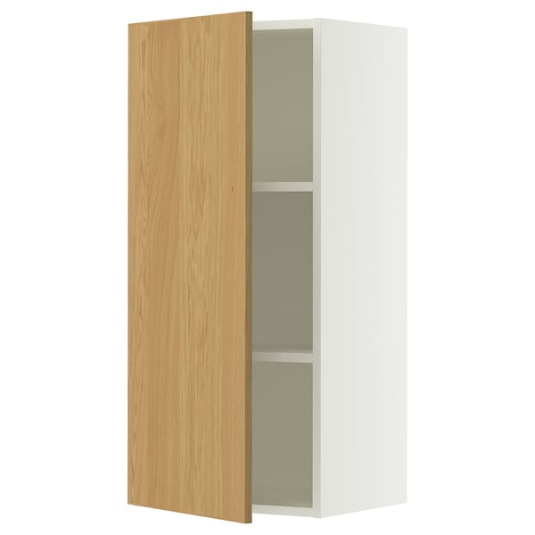 SEKTION Wall cabinet, white/Sinarp oak veneer, 18x15x40 "