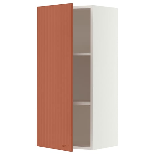 SEKTION Wall cabinet, white/Terrsjö red-brown wave pattern, 18x15x40 "