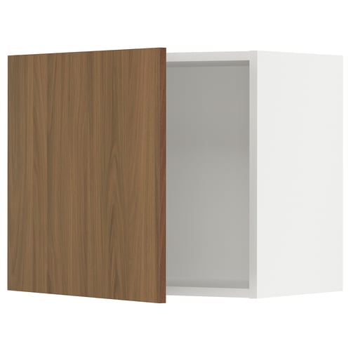 Ikea SEKTION walnut-effect kitchen cabinet. Square, white, modern. Wood-look door, soft-close hinge.