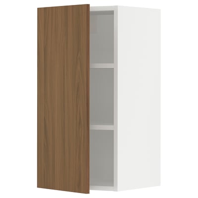 SEKTION Wall cabinet, white/Tistorp brown walnut effect, 15x15x30 "
