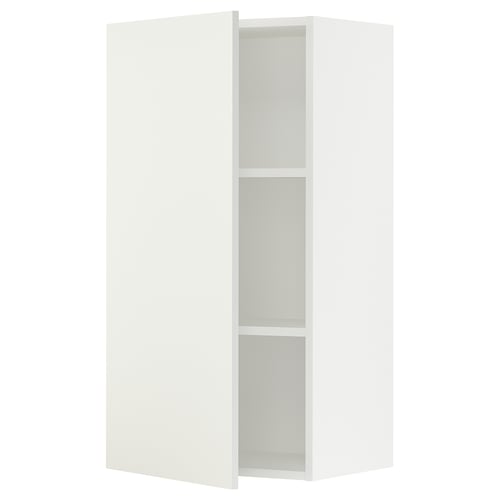 A white ikea SEKTION wall cabinet with two shelves, reversible door, modern design.