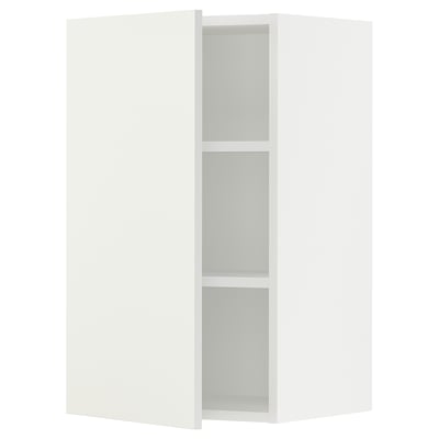 SEKTION kitchen cabinet in white, rectangular, modern design. Two adjustable shelves, with a soft-closing door.