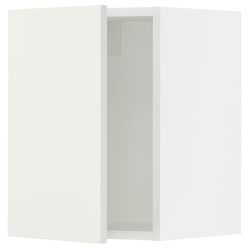 White SEKTION kitchen cabinet with vallstena fronts, modern design, rectangular shape.