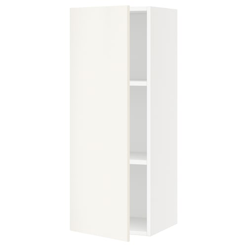 White SEKTION kitchen cabinet with adjustable shelves, modern design.