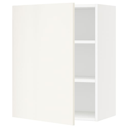 White SEKTION cabinet, sleek design, two open shelves. Modern, minimalist style.