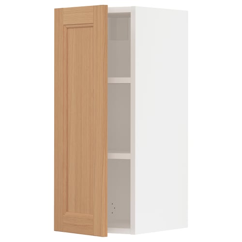 Open SEKTION wooden cabinet in oak. White interior, adjustable shelves.