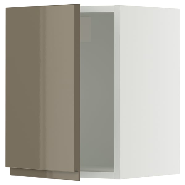 SEKTION Wall cabinet, white/Voxtorp high-gloss dark grey-brown, 15x15x20 "
