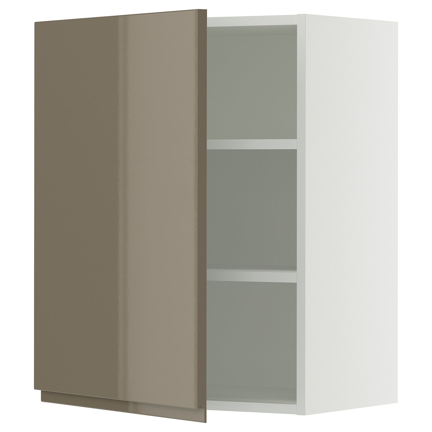 SEKTION wall cabinet, white/Voxtorp high-gloss dark grey-brown