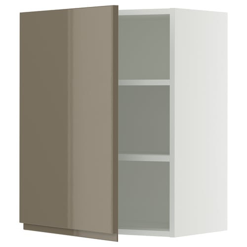 SEKTION kitchen cabinet, high gloss dark grey-brown, sleek design, wall-mounted, 2 shelves.