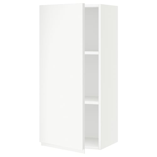SEKTION white kitchen cabinet, modern minimalist design. Square shape with two shelves, matte finish.