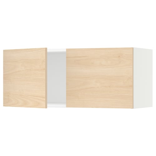 SEKTION kitchen cabinets, light ash wood, modern design, wall-mounted.
