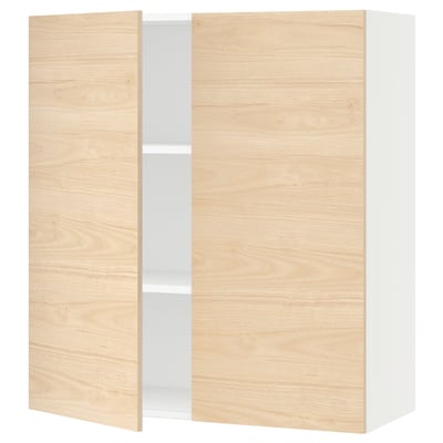 SEKTION Wall cabinet with 2 doors, white/Askersund light ash effect, 36x15x40 "