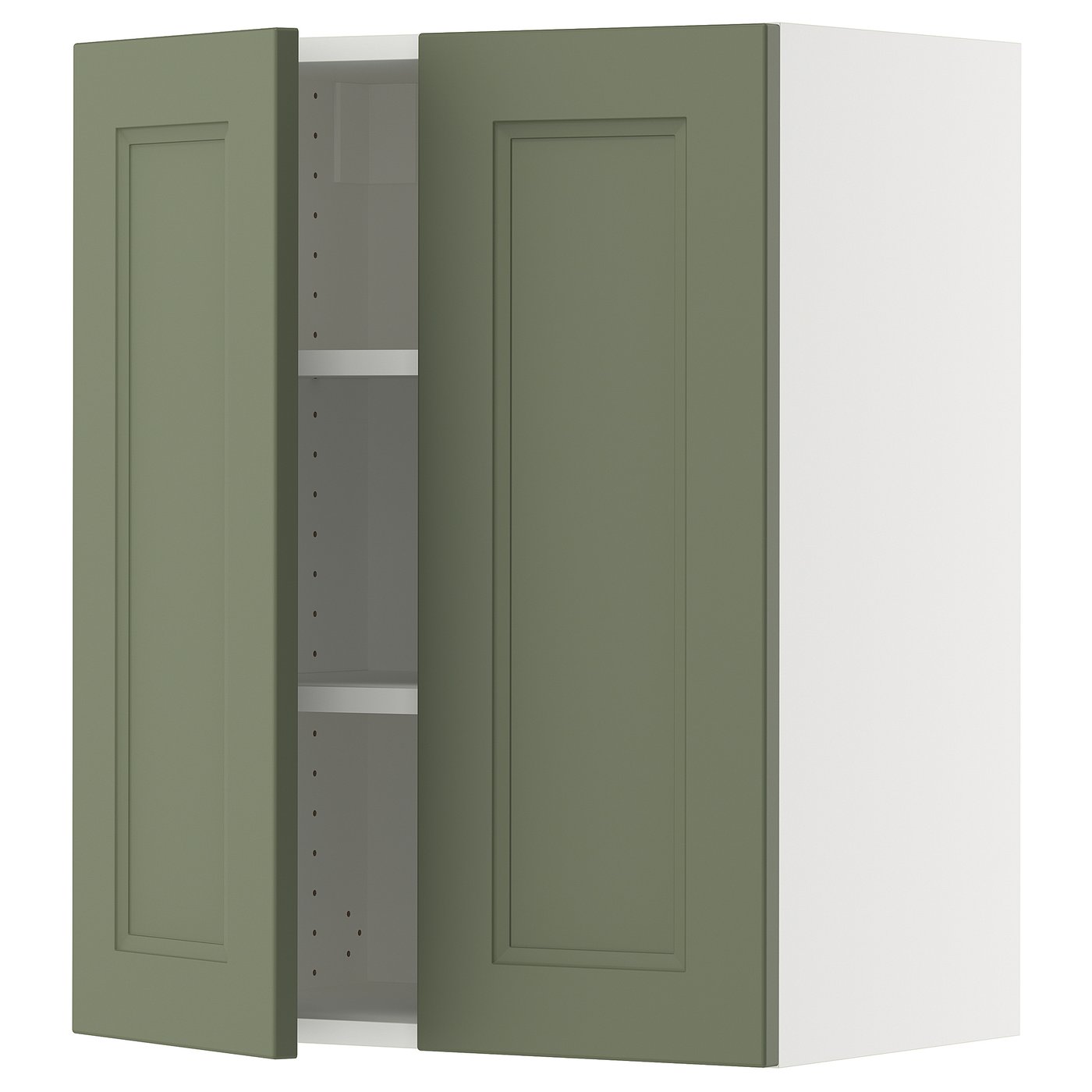 SEKTION wall cabinet with 2 doors, white/Axstad gray-green