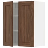 SEKTION Wall cabinet with 2 doors, white Enköping/brown walnut effect, 24x15x30 "