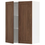 SEKTION Wall cabinet with 2 doors, white Enköping/brown walnut effect, 30x15x40 "