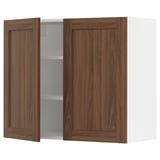 SEKTION Wall cabinet with 2 doors, white Enköping/brown walnut effect, 36x15x30 "