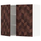 SEKTION Wall cabinet with 2 doors, white Hasslarp/brown patterned, 36x15x30 "
