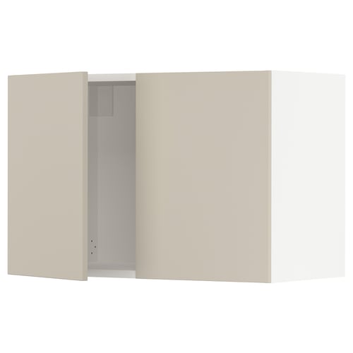 Beige SEKTION kitchen cabinet with open door, smooth surface and modern design.