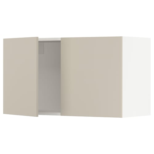A beige SEKTION kitchen cabinet with a smooth, clean design and a door opened slightly.