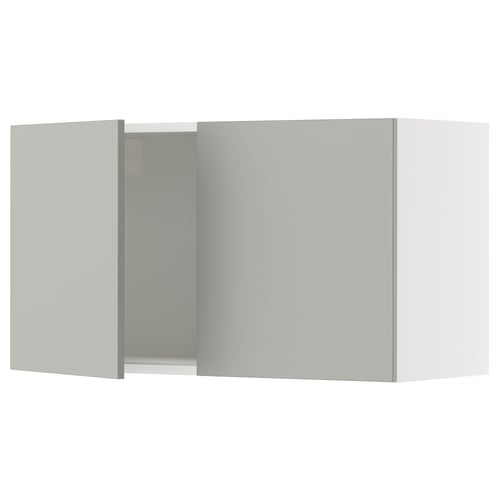 Modern light grey kitchen cabinet, rectangular shape, acrylic finish and fiberboard, with a streamlined design.
