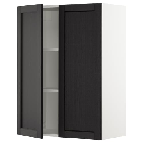 SEKTION black stained kitchen cabinet with one open door, square shape, traditional design.