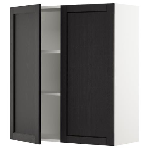 SEKTION black cabinet with adjustable shelves, bevelled edges.
