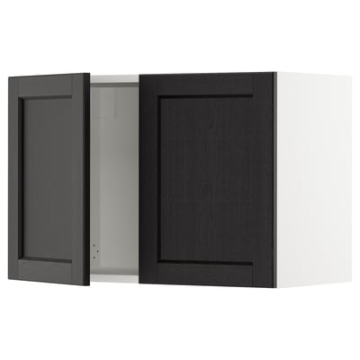 SEKTION Wall cabinet with 2 doors, white/Lerhyttan black stained, 30x15x20 "