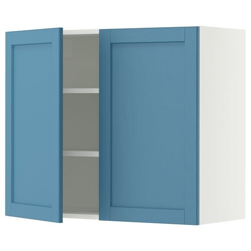 SEKTION Wall cabinet with 2 doors, white/Lerhyttan blue, 36x15x30 "