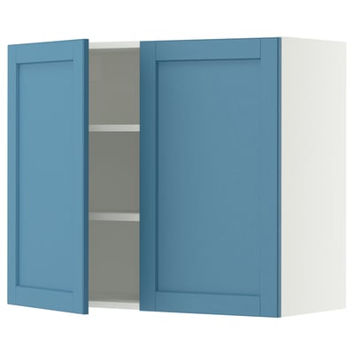 SEKTION Wall cabinet with 2 doors, white/Lerhyttan blue, 36x15x30 "
