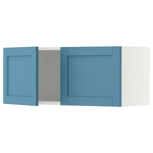 SEKTION Wall cabinet with 2 doors, white/Lerhyttan blue, 36x15x15 "