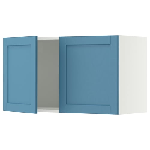 SEKTION Wall cabinet with 2 doors, white/Lerhyttan blue, 36x15x20 "