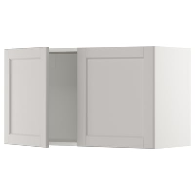 SEKTION Wall cabinet with 2 doors, white/Lerhyttan light gray, 36x15x20 "