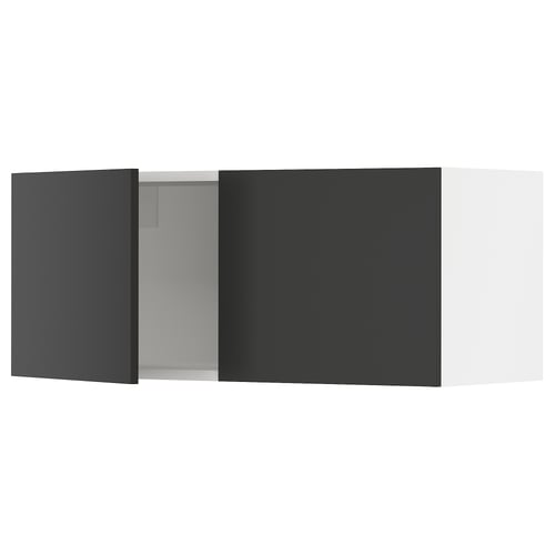 SEKTION kitchen unit in dark grey, rectangular, wall-mounted with one open door.