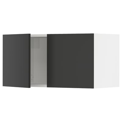 SEKTION Wall cabinet with 2 doors, white/Nickebo matte anthracite, 30x15x15 "