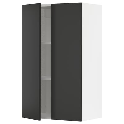 SEKTION Wall cabinet with 2 doors, white/Nickebo matte anthracite, 24x15x40 "