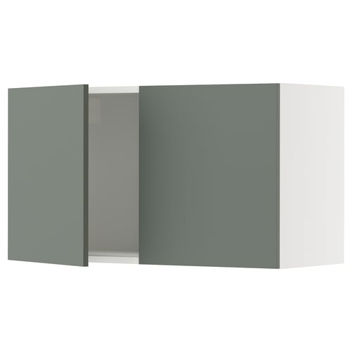SEKTION kitchen cabinet in matte grey-green with door slightly ajar.