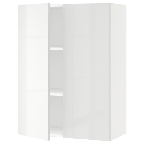 SEKTION white kitchen cabinet, sleek modern design, glass doors, clean lines.