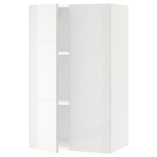 White glossy storage cabinet, rectangular shape, modern design.