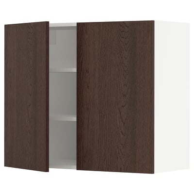 SEKTION Wall cabinet with 2 doors, white/Sinarp brown, 36x15x30 "