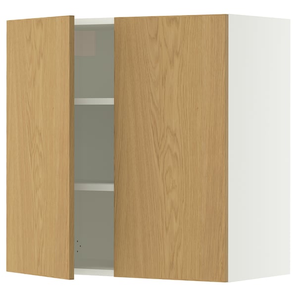 SEKTION Wall cabinet with 2 doors, white/Sinarp oak veneer, 30x15x30 "