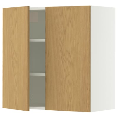 SEKTION Wall cabinet with 2 doors, white/Sinarp oak veneer, 30x15x30 "